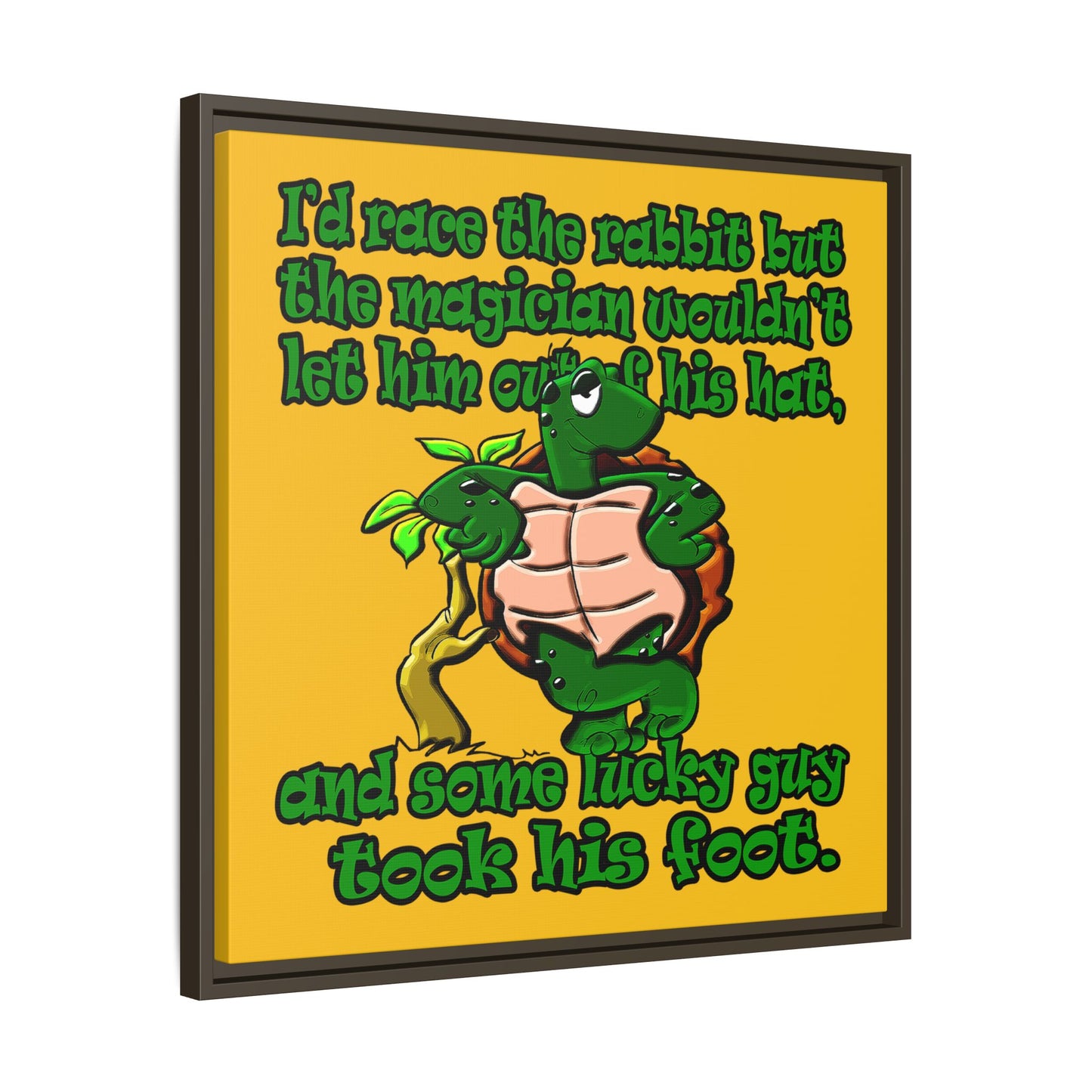 turtle race - framed canvas art (yellow)