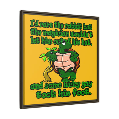 turtle race - framed canvas art (yellow)
