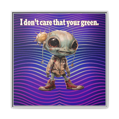I don't care that your green - framed canvas art (purple wave)