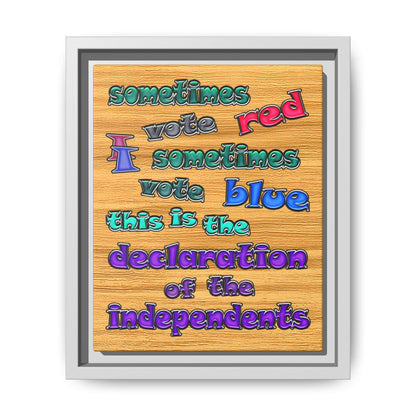 declaration of the independents - framed canvas art (butterscotch wood finish)