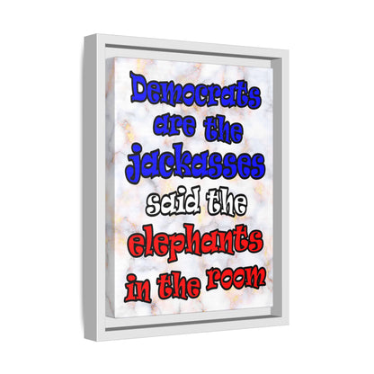donkeys and elephants - framed canvas art (white marble)
