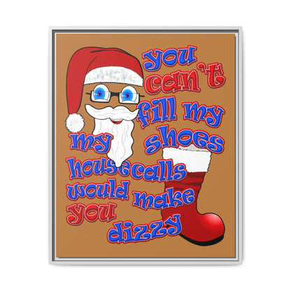 santa's shoes - framed canvas art (light brown)