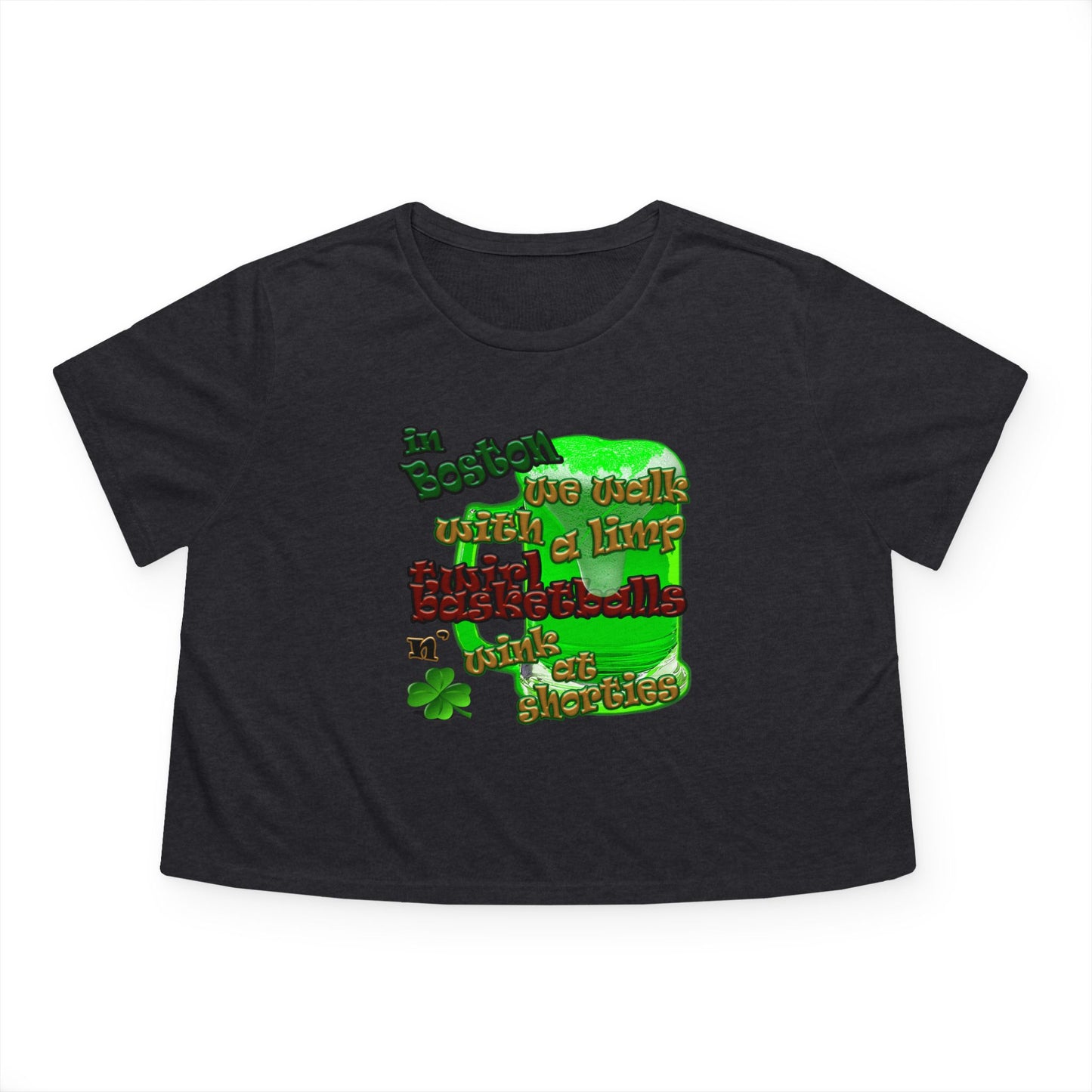 celtics logo - Women's Flowy Cropped Tee
