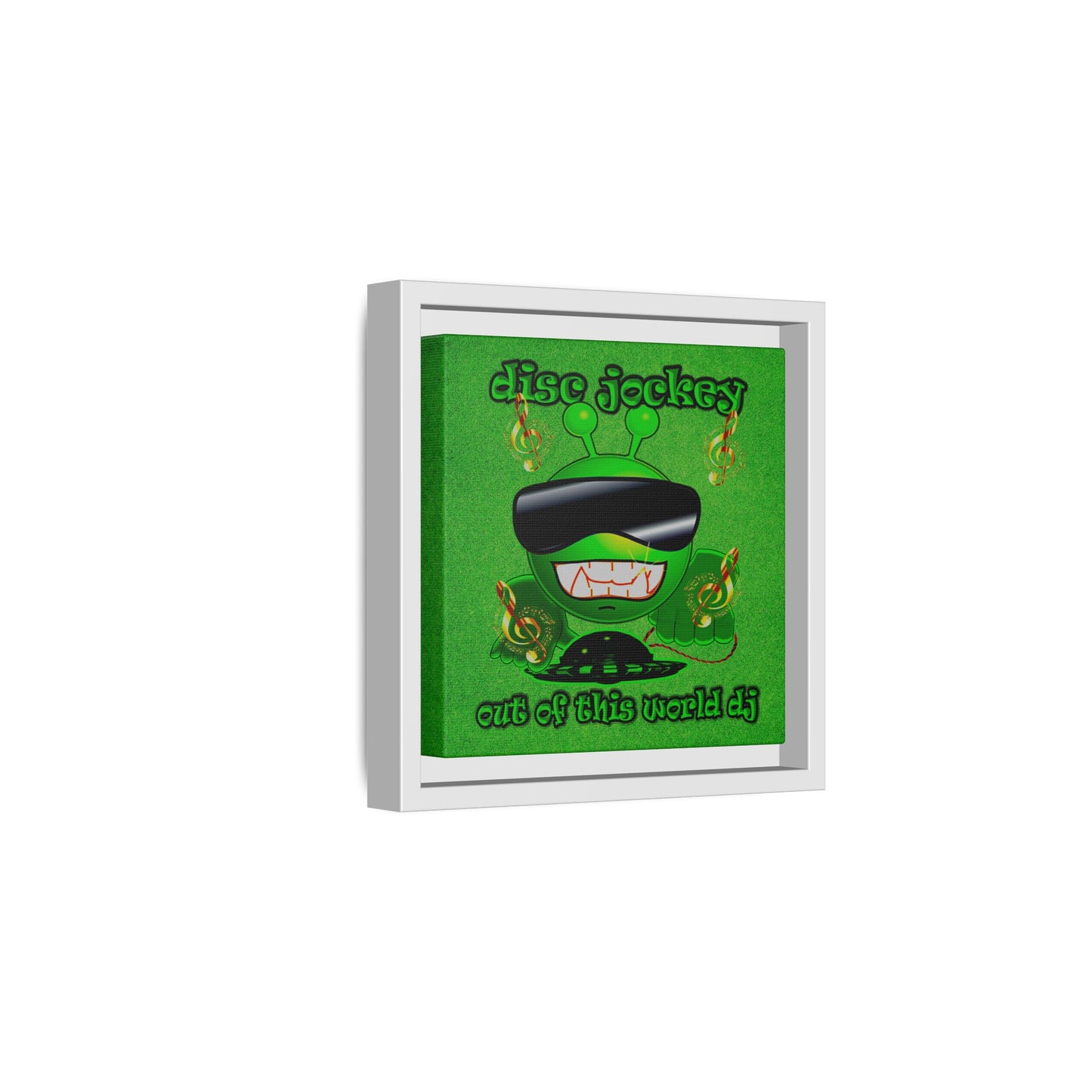 disc jockey - framed canvas art (green turf)
