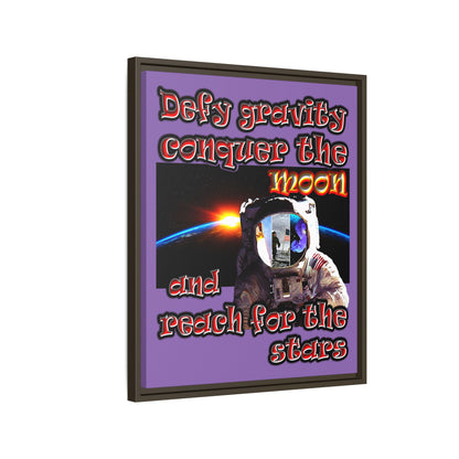 defy conquer reach - framed canvas art (light purple)