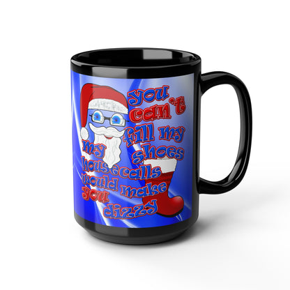 santa's shoes - Black Mug (blue-white wave)