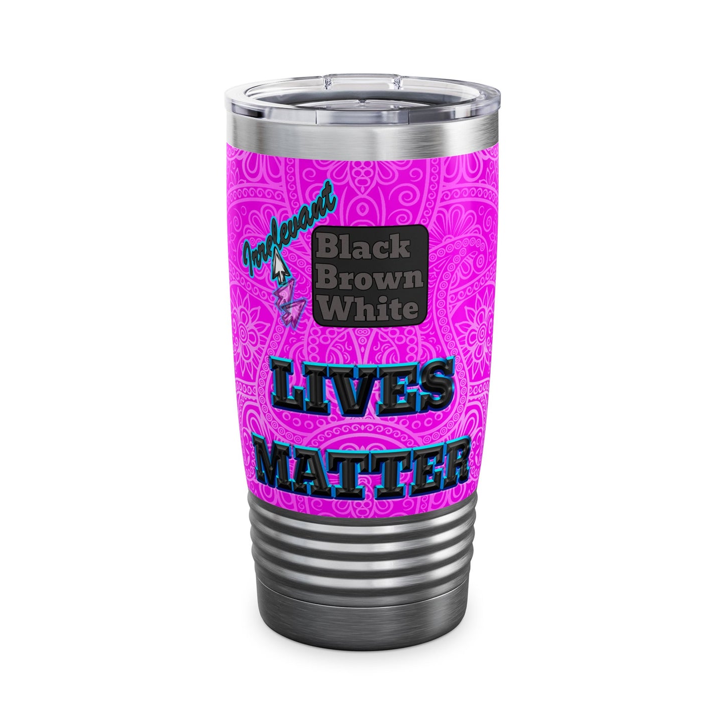 irrelevant - Ringneck Tumbler, 20oz (pink swirl)