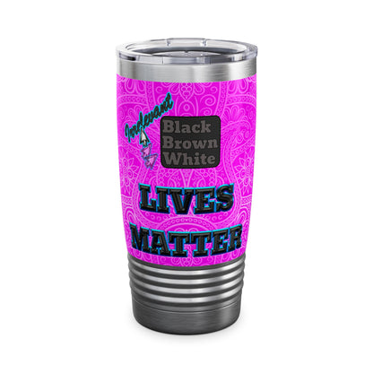 irrelevant - Ringneck Tumbler, 20oz (pink swirl)
