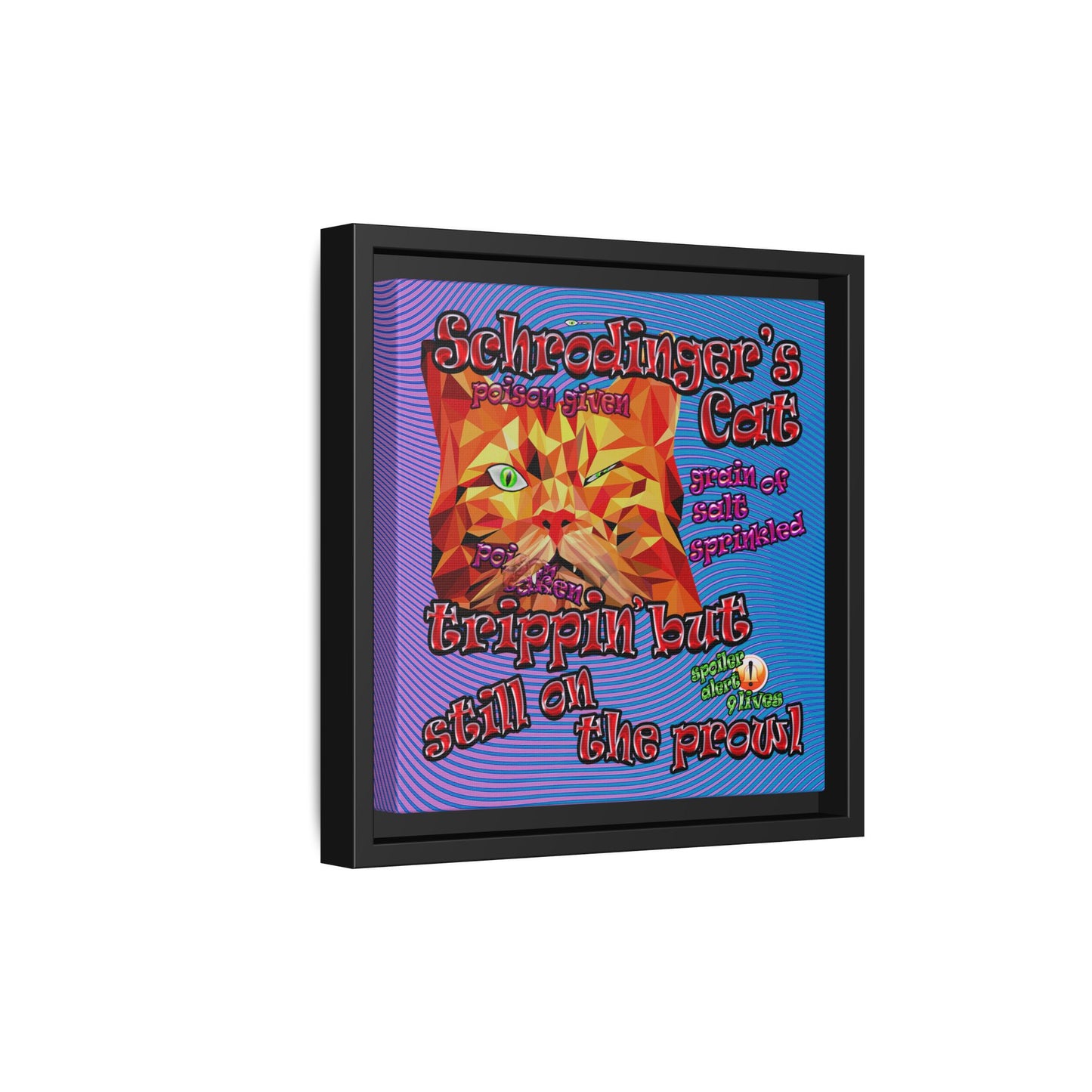 schrodinger's cat - framed canvas art (light blue-purple wave)