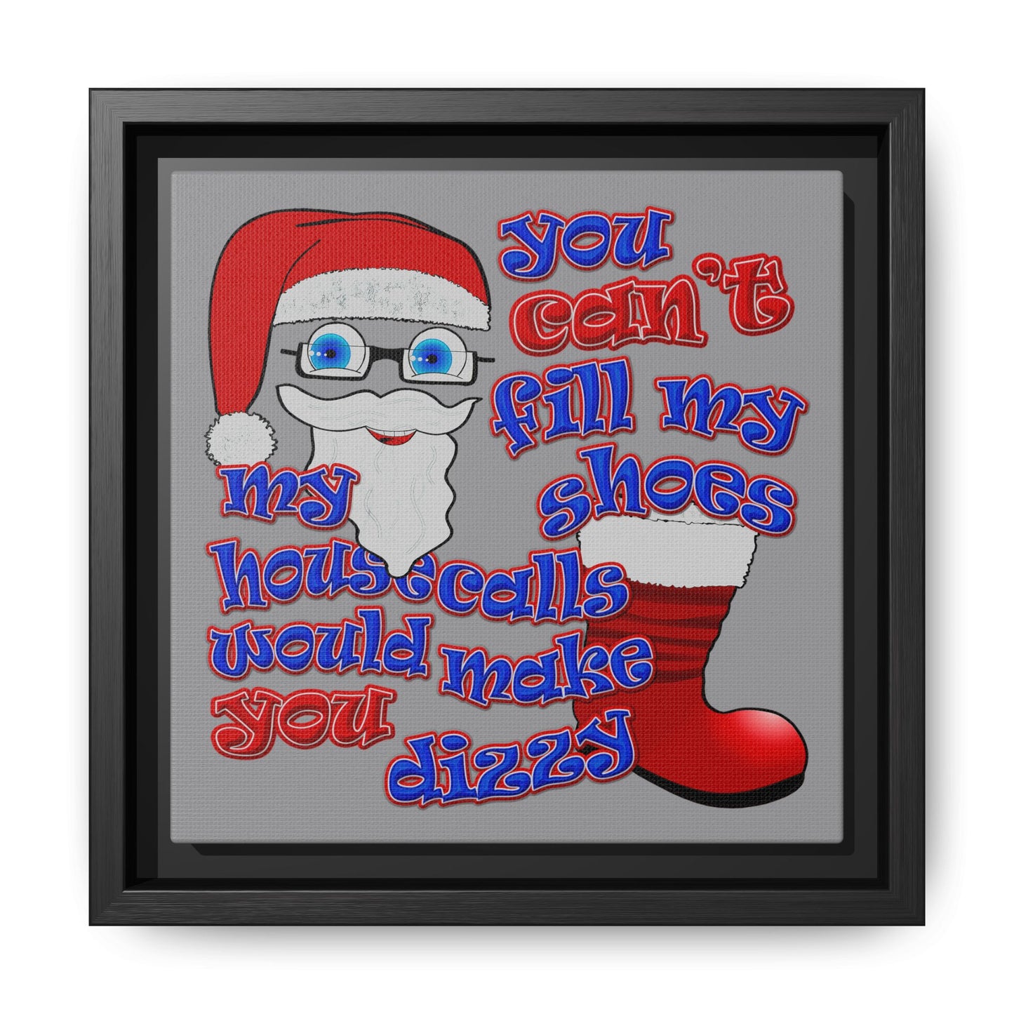 santa's shoes - framed canvas art (grey)