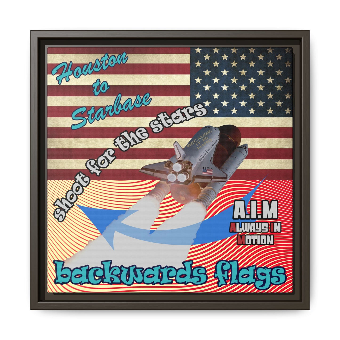 shoot for the stars - framed canvas art (yellow-orange wave)