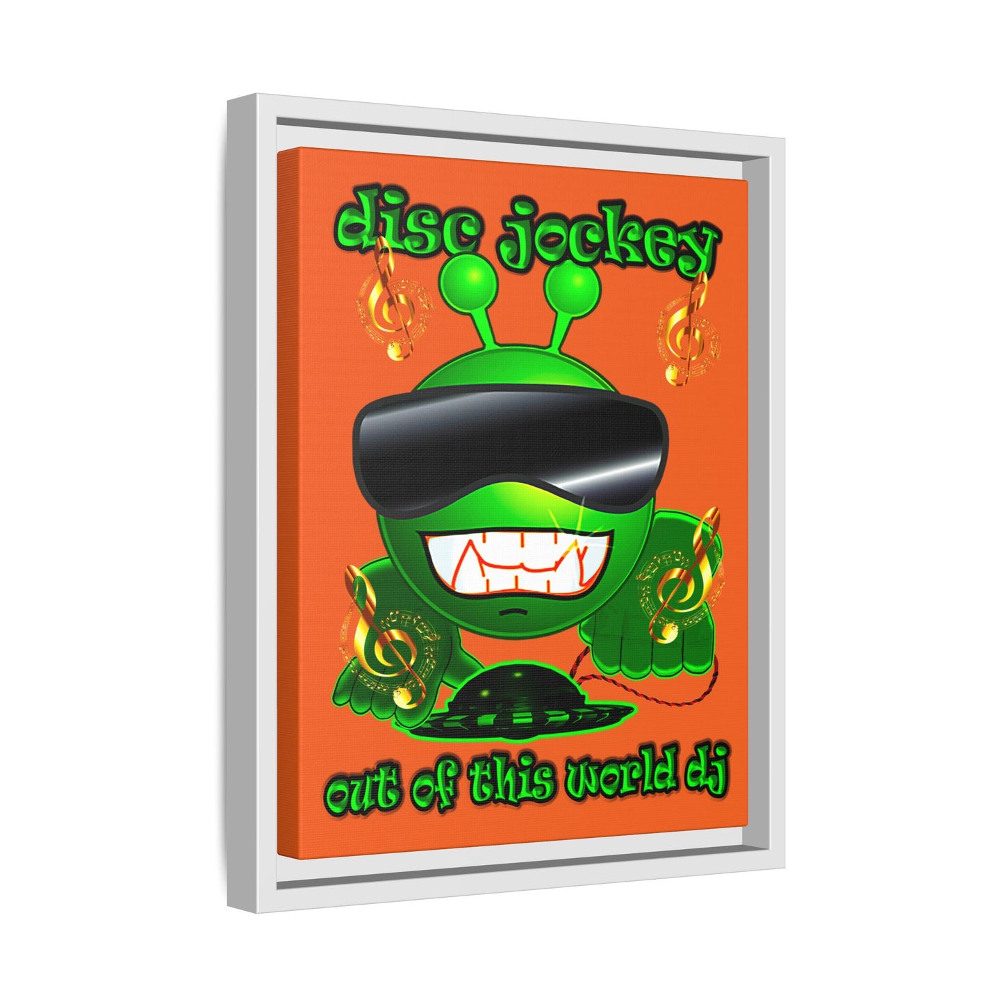 disc jockey - framed canvas art (orange)