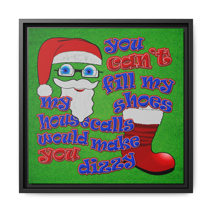 santa's shoes - framed canvas art (green turf)
