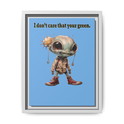 I don't care that your green - framed canvas art (light blue)