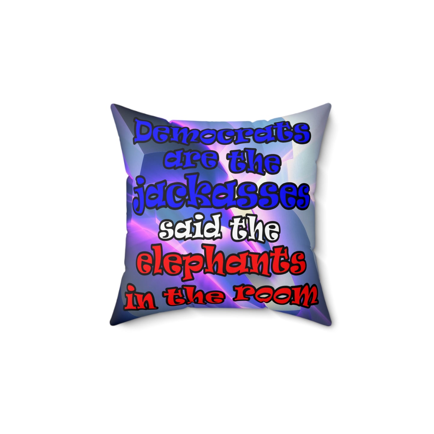 donkeys and elephants - Spun Polyester Square Pillow - (grey-pink wave)