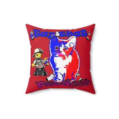 tag that - Faux Suede Square Pillow - (dark red)
