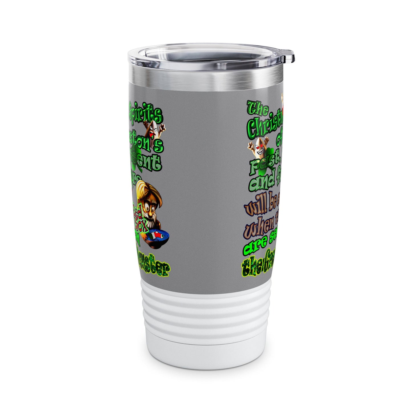 christmas spirits of boston - Ringneck Tumbler, 20oz (grey)