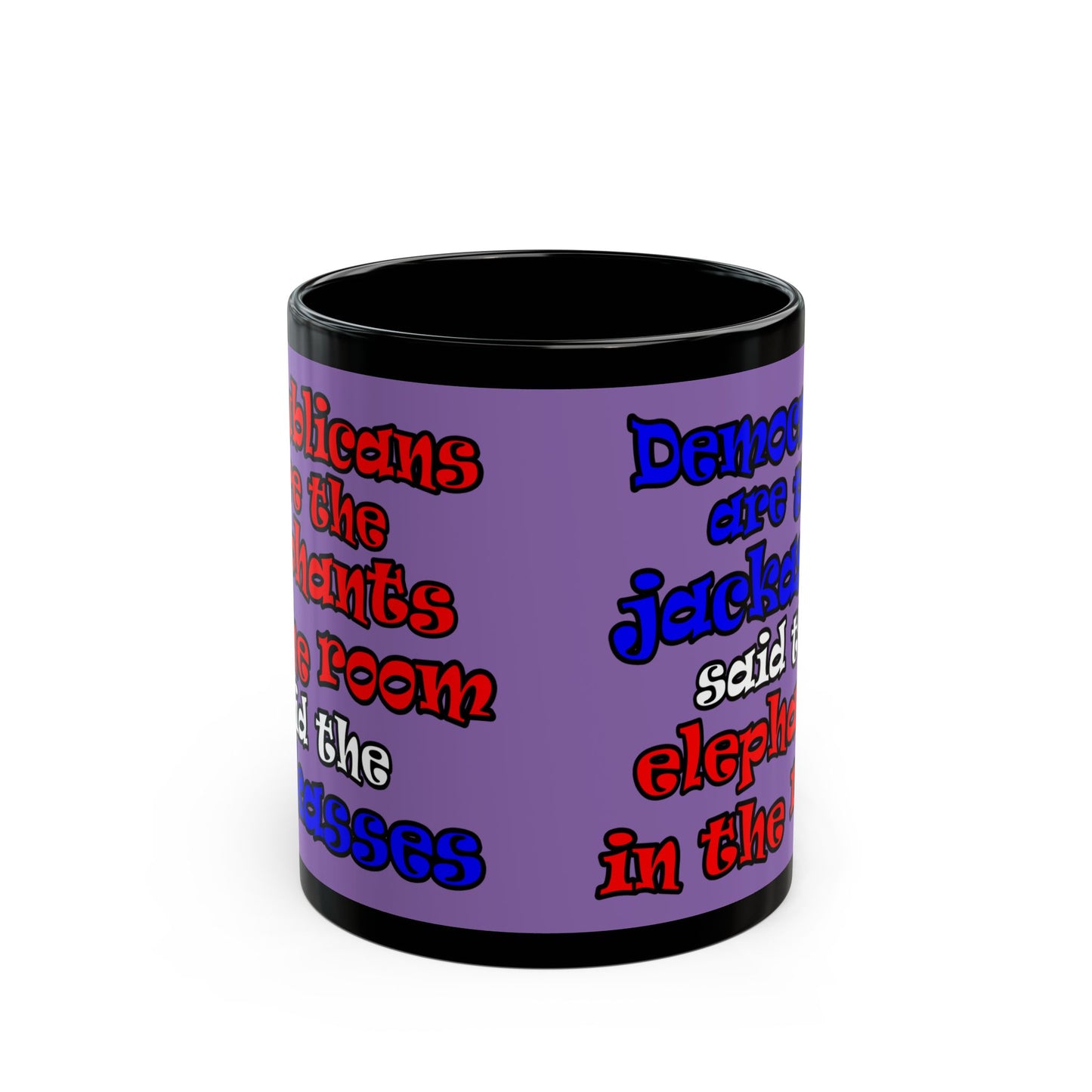 donkeys and elephants - Black Mug (light purple)