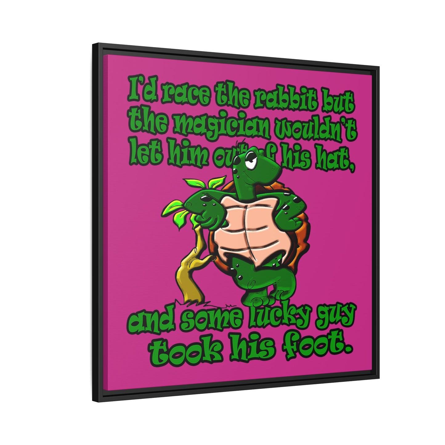 turtle race - framed canvas art (pink)