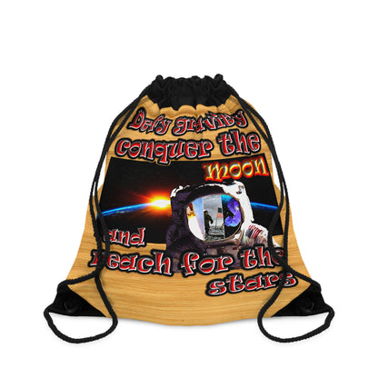 defy conquer reach - Drawstring Bag (butterscotch wood finish)