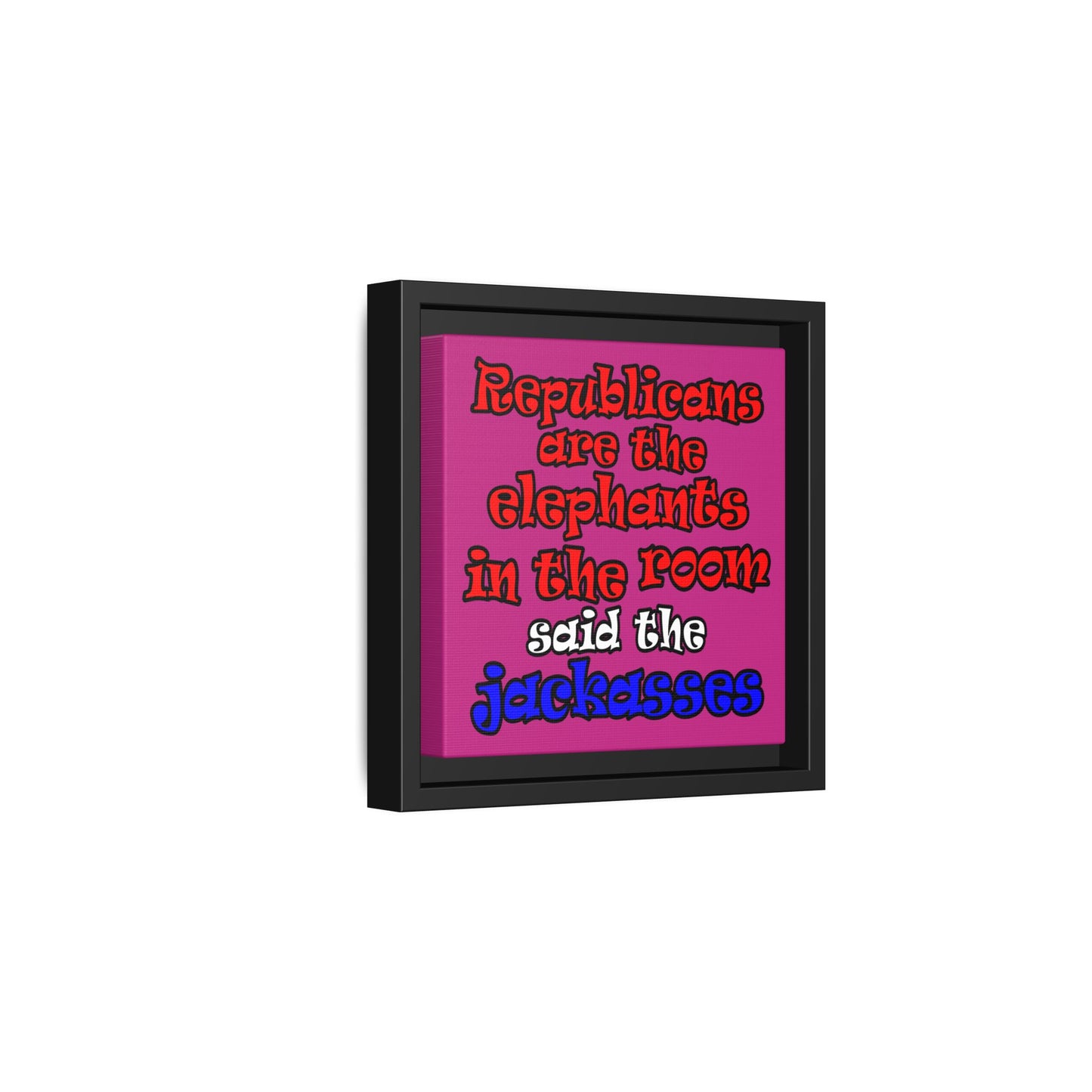 donkeys and elephants - framed canvas art (pink)