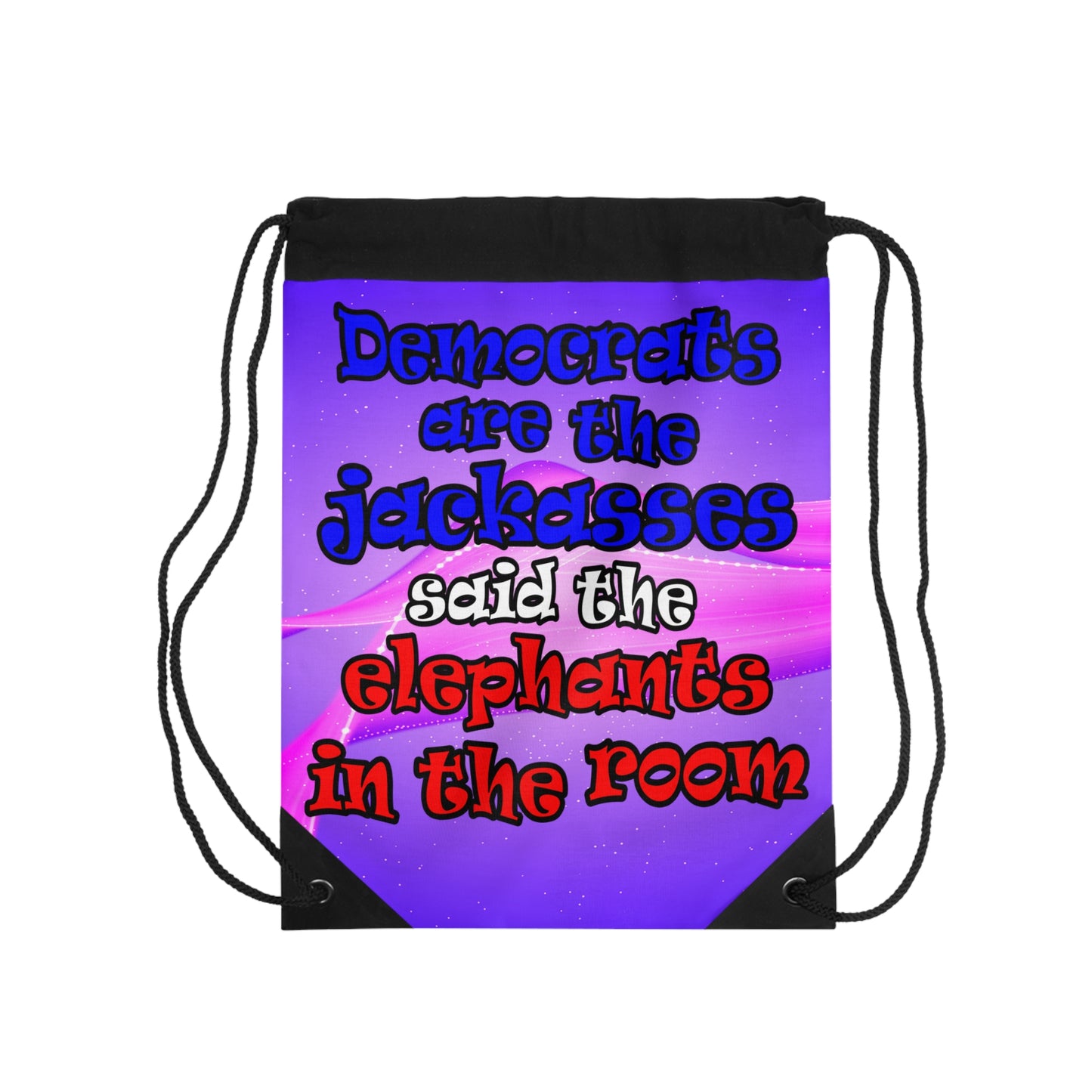 donkeys and elephants - Drawstring Bag (purple-pink wave)