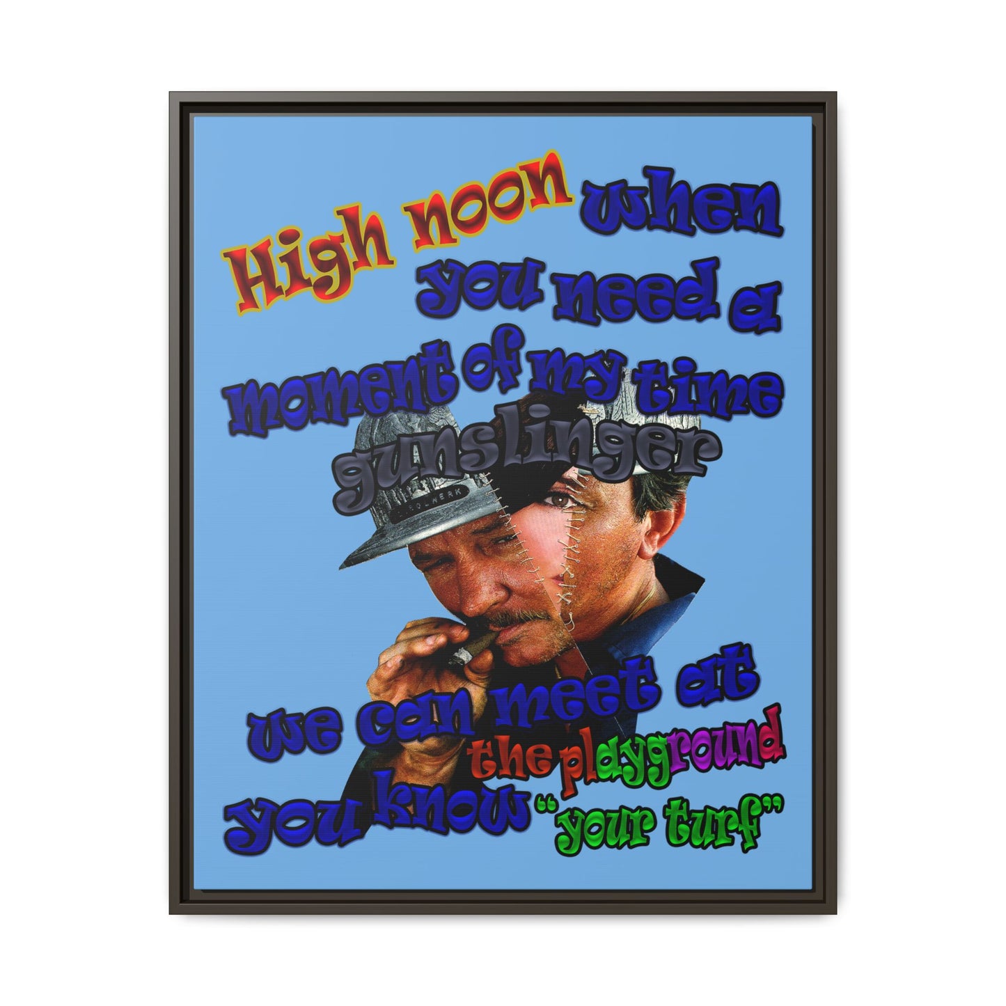 high noon - framed canvas art (light blue)