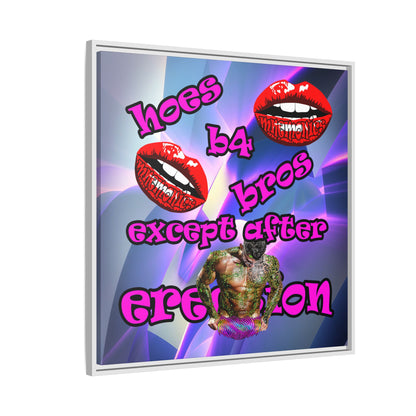 hoes b4 bros - framed canvas art (grey-pink wave)
