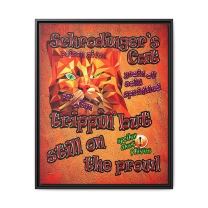 schrodinger's cat - framed canvas art (burnt orange)