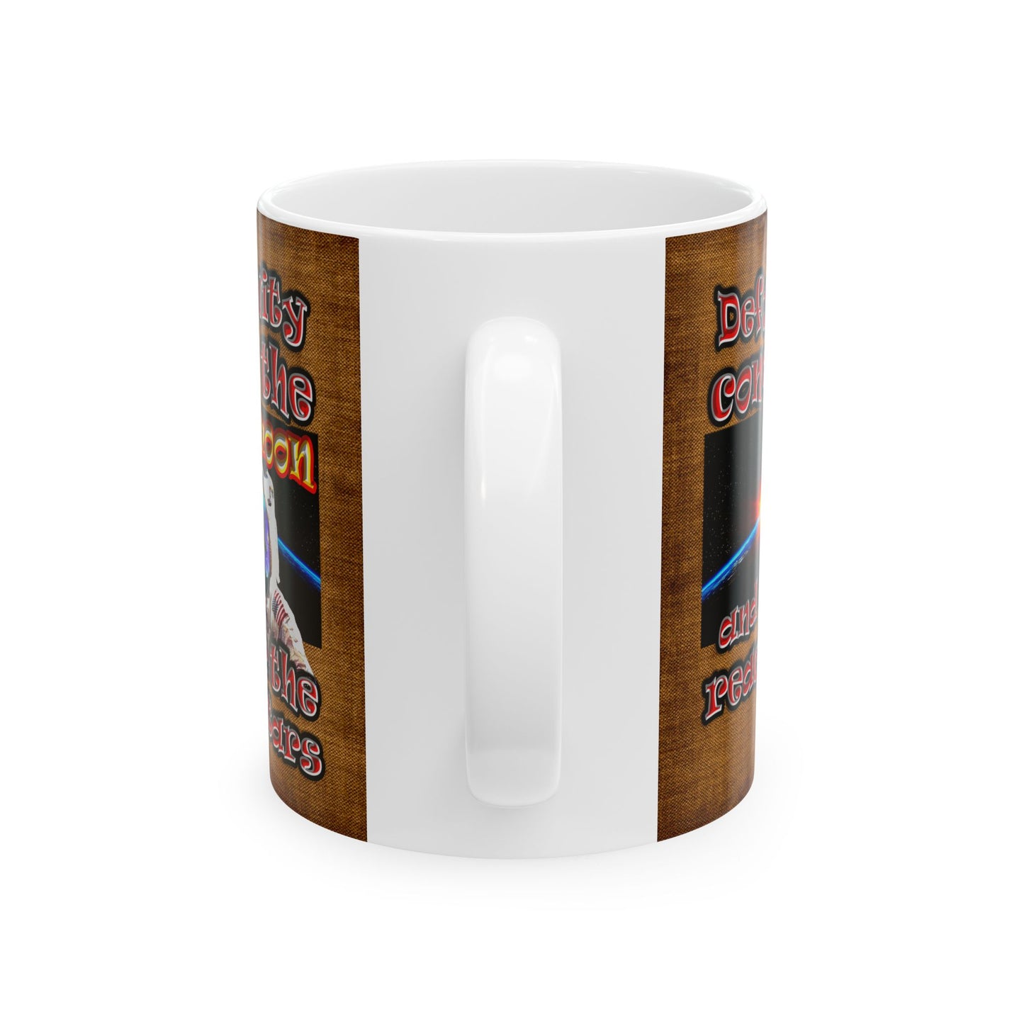 defy conquer reach - White Mug (brown papyrus)