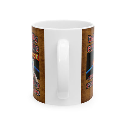 defy conquer reach - White Mug (brown papyrus)