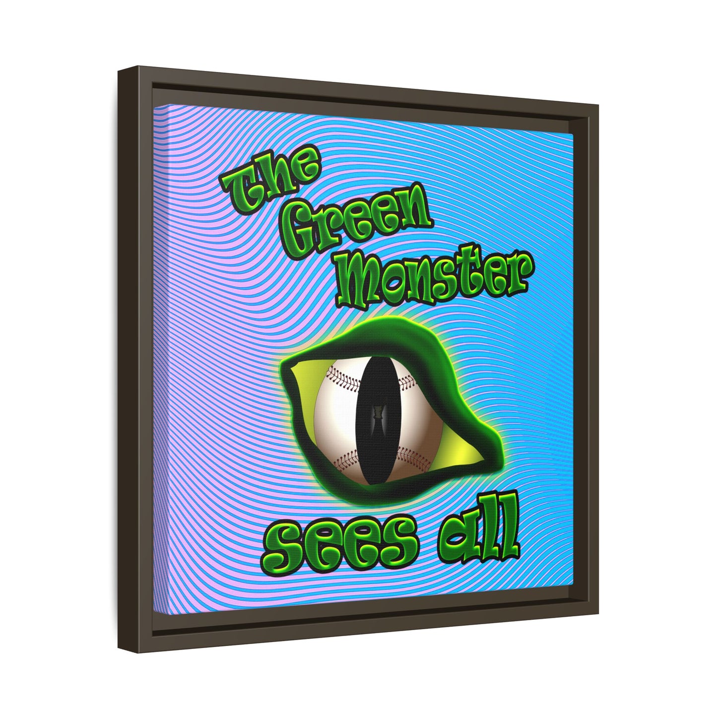green monster - framed canvas art (light blue-purple wave)