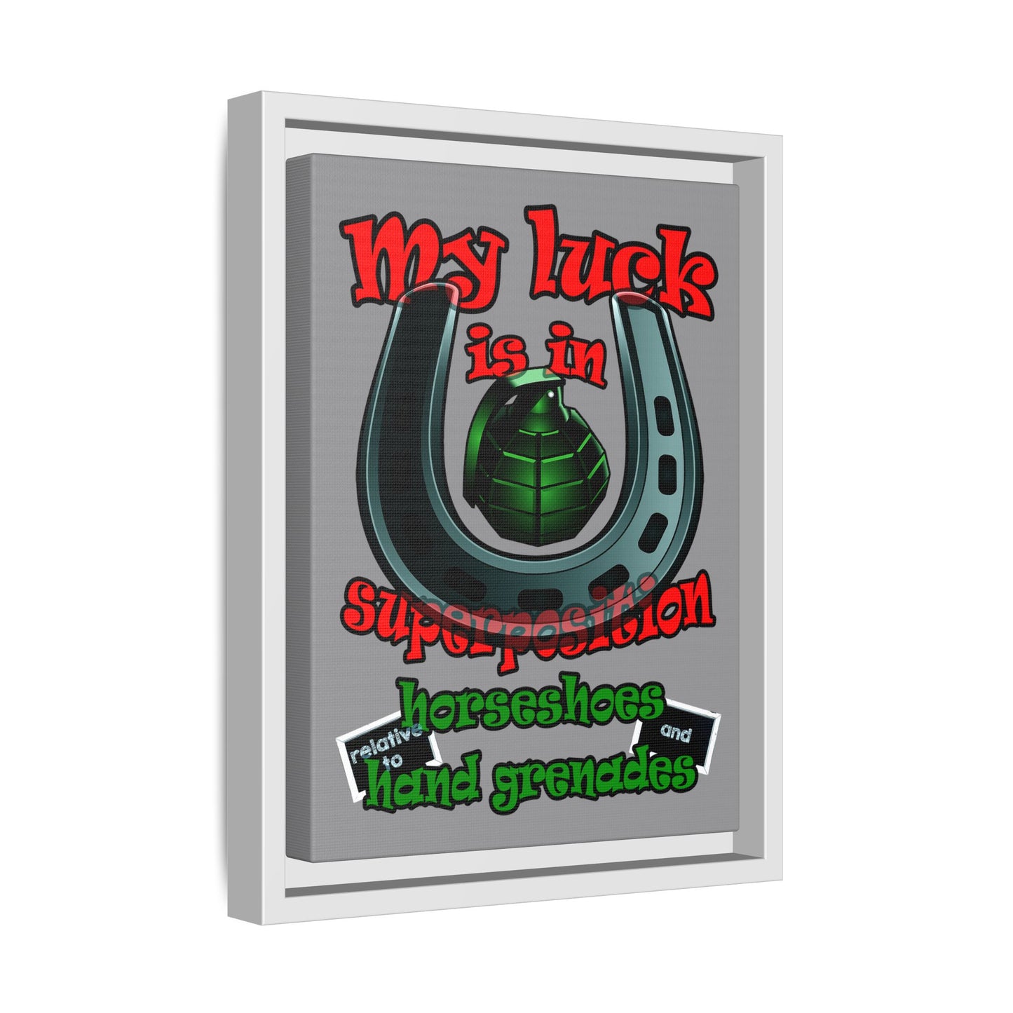 my luck - framed canvas art (grey)