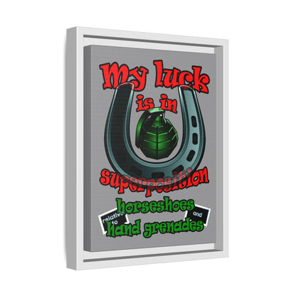 my luck - framed canvas art (grey)