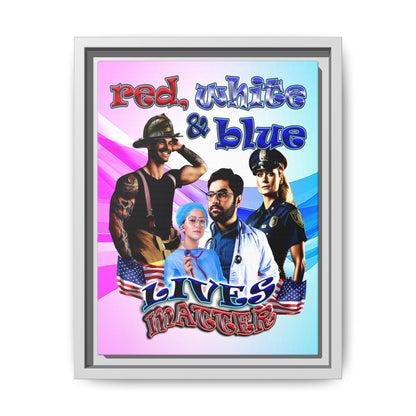 rw&b lives matter - framed canvas art (light blue-pink wave)