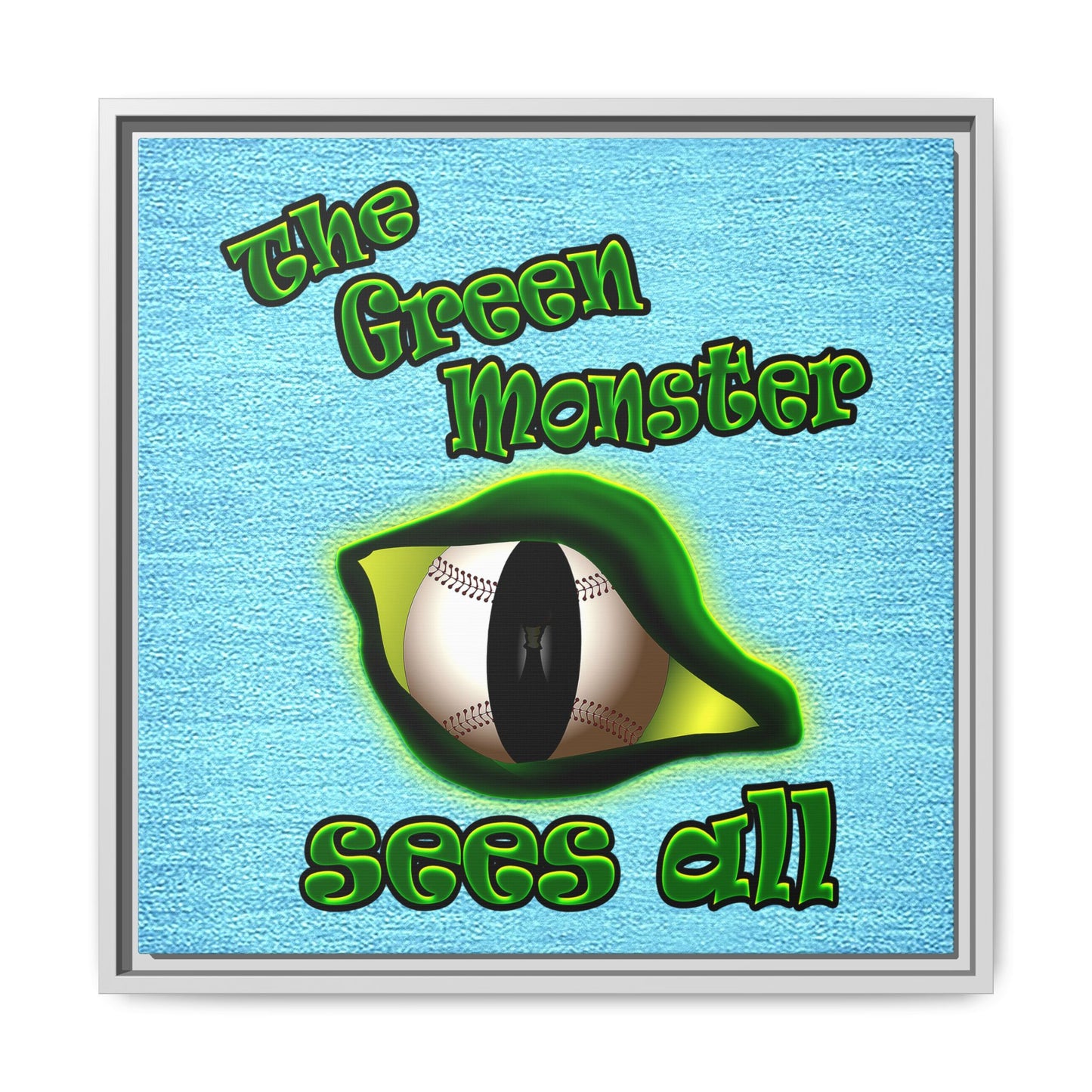green monster - framed canvas art (faded blue)