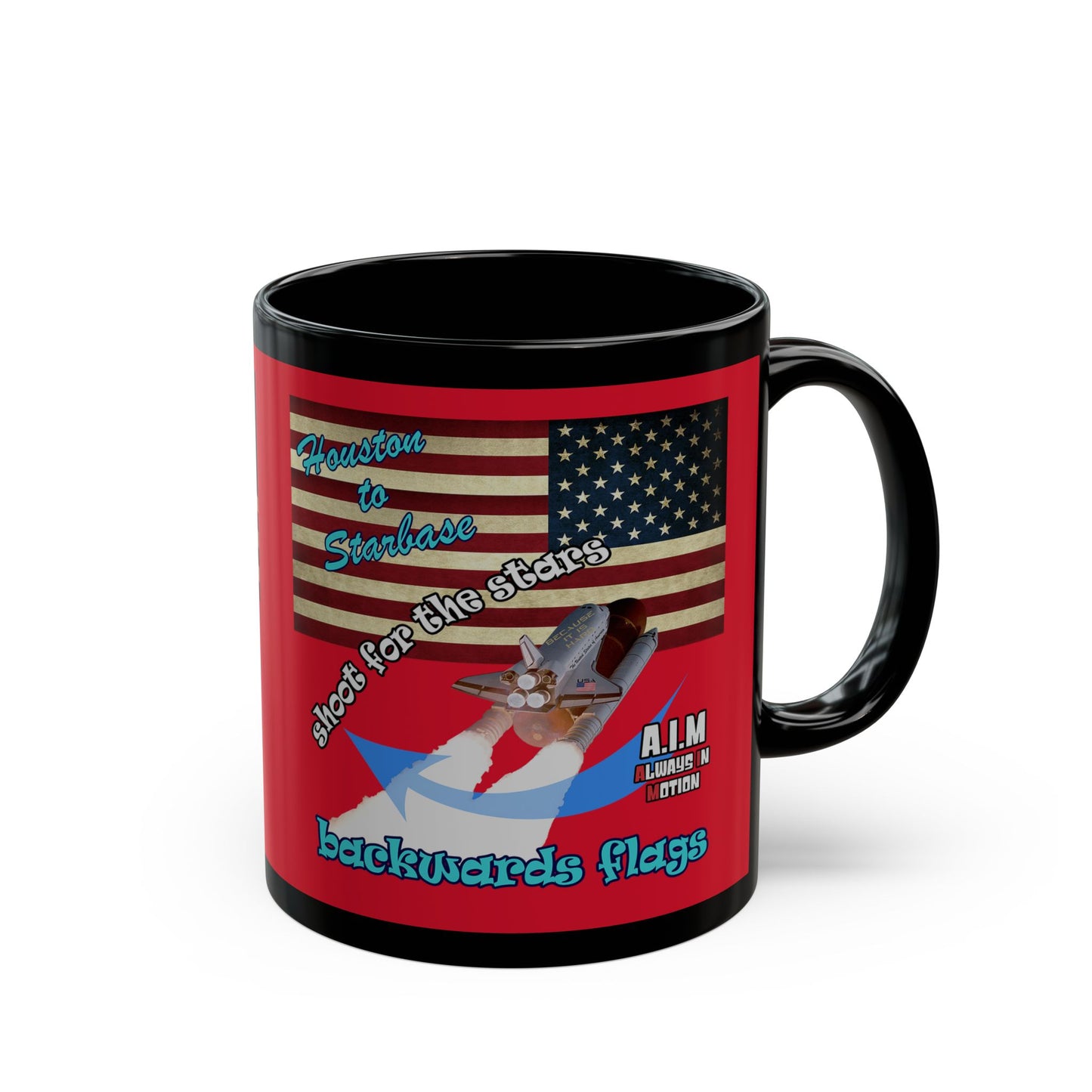 shoot for the stars - Black Mug (dark red)