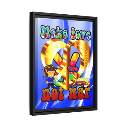 love peace - framed canvas art (blue-white wave)