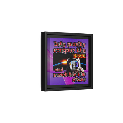 defy conquer reach - framed canvas art (purple-pink wave)