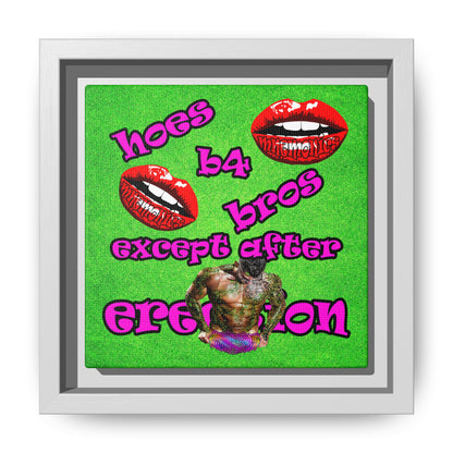 hoes b4 bros - framed canvas art (green turf)