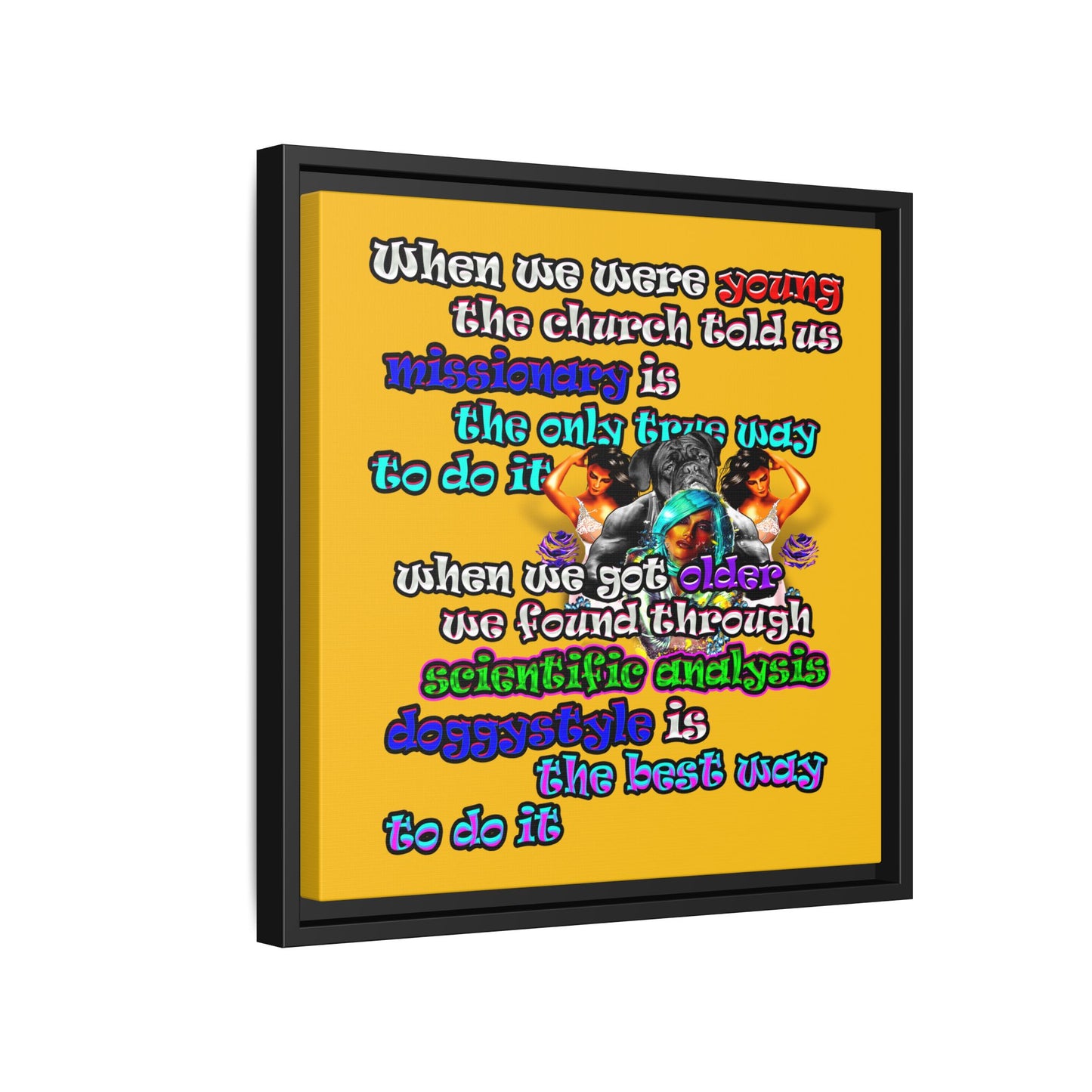 doggystyle - framed canvas art (yellow)