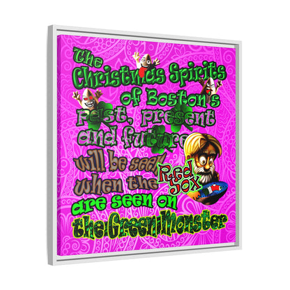 christmas spirits of boston - framed canvas art (pink swirl)