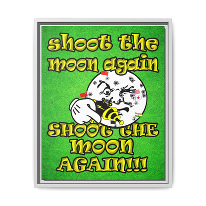 shoot the moon again - framed canvas art (green turf)