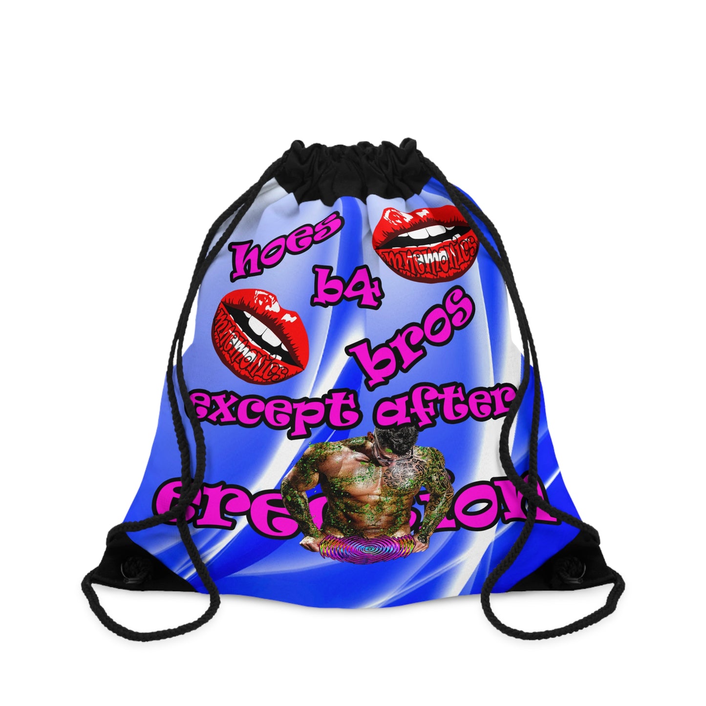 hoes b4 bros - Drawstring Bag (blue-white wave)