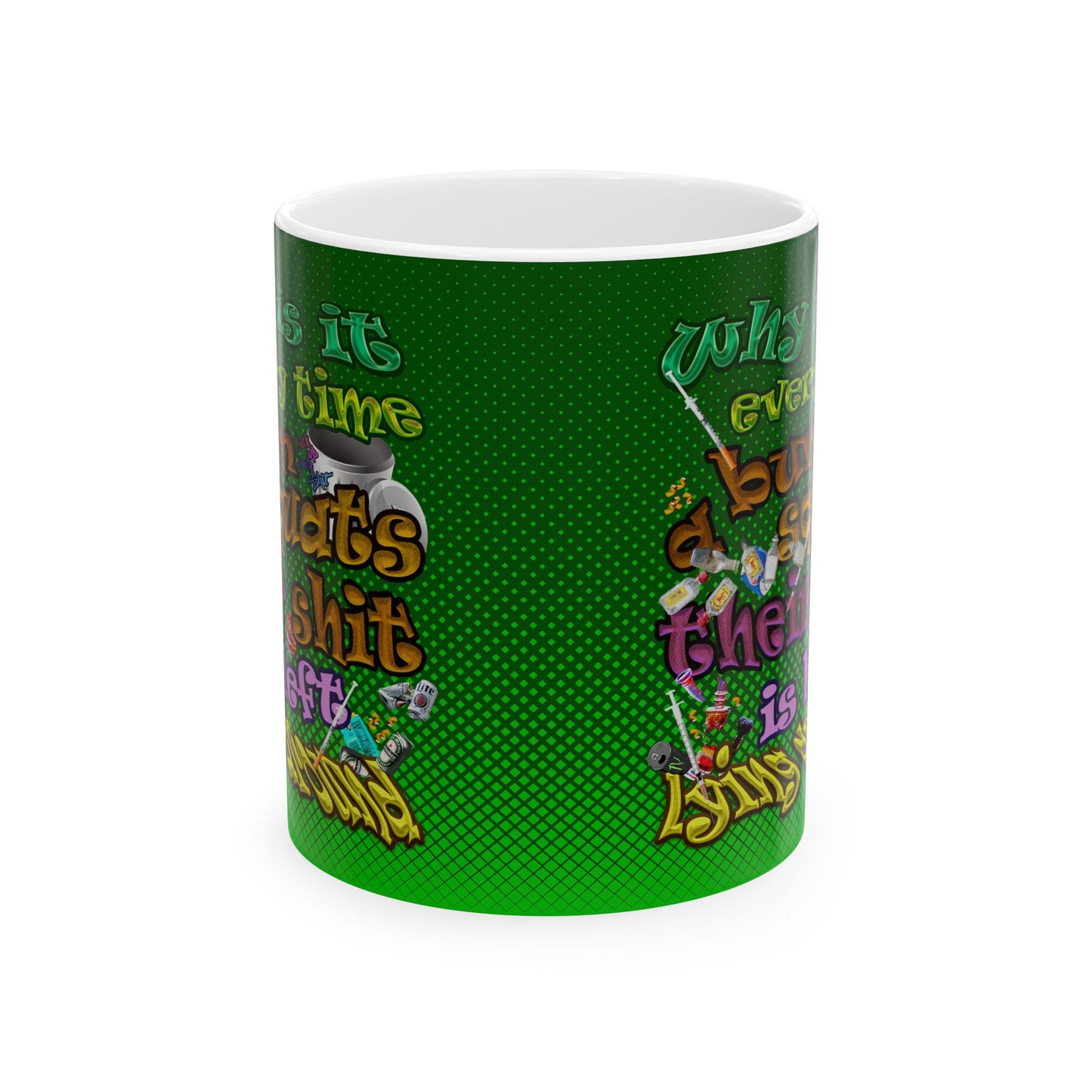 the bum's shit - White Mug (logo green)