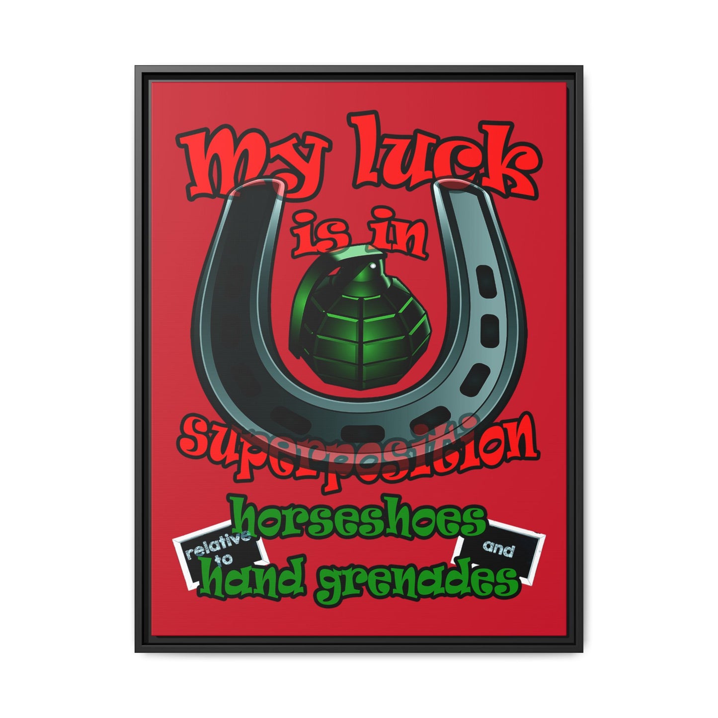 my luck - framed canvas art (dark red)
