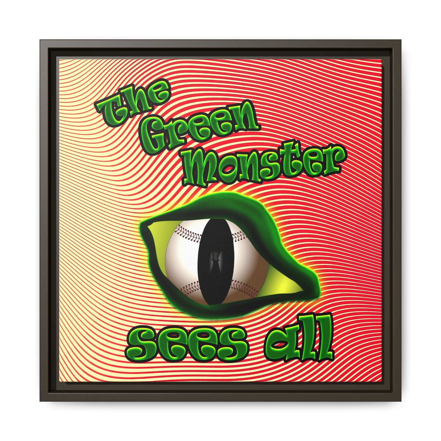 green monster - framed canvas art (yellow-orange wave)