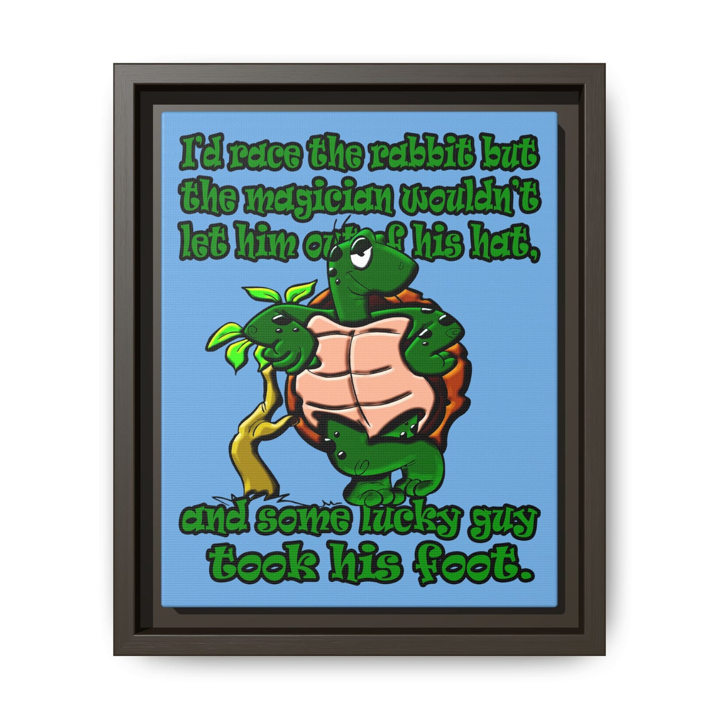 turtle race - framed canvas art (light blue)