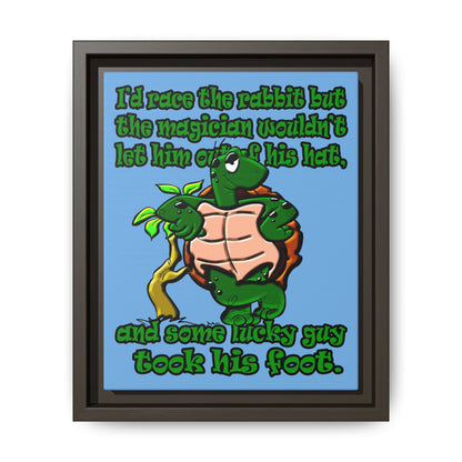 turtle race - framed canvas art (light blue)