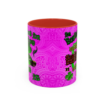 celtics logo - Accent Mug (pink swirl)